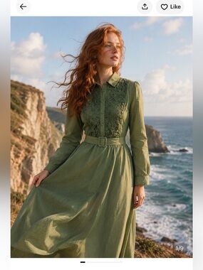 Women's Olive Green Lace-Front Blouse